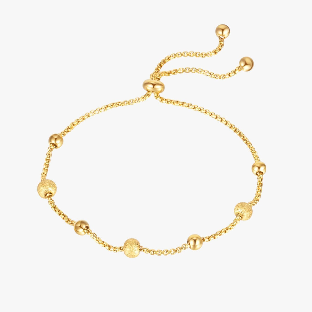 Adjustable Matte Bead Bracelet in Stainless Steel