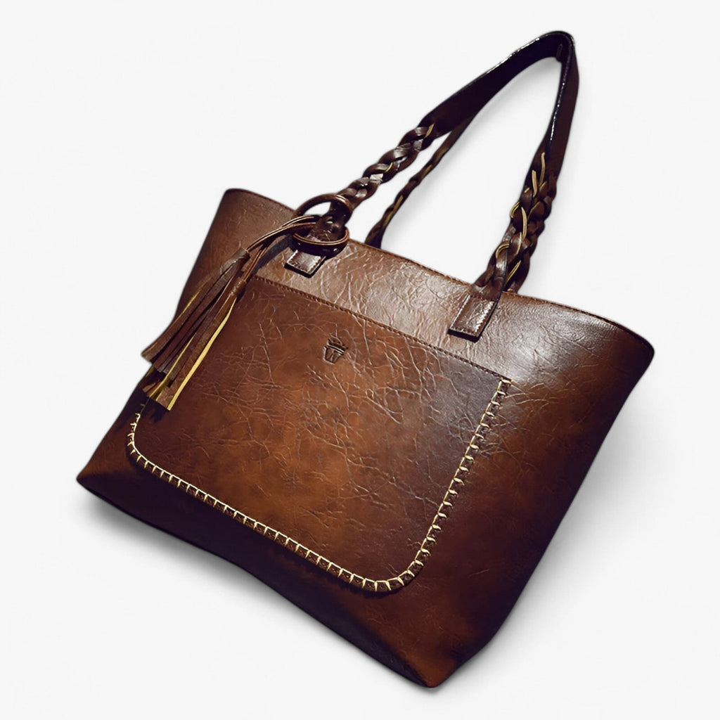 Faux Leather Shoulder Bag with Tassel Detail and Roomy Interior