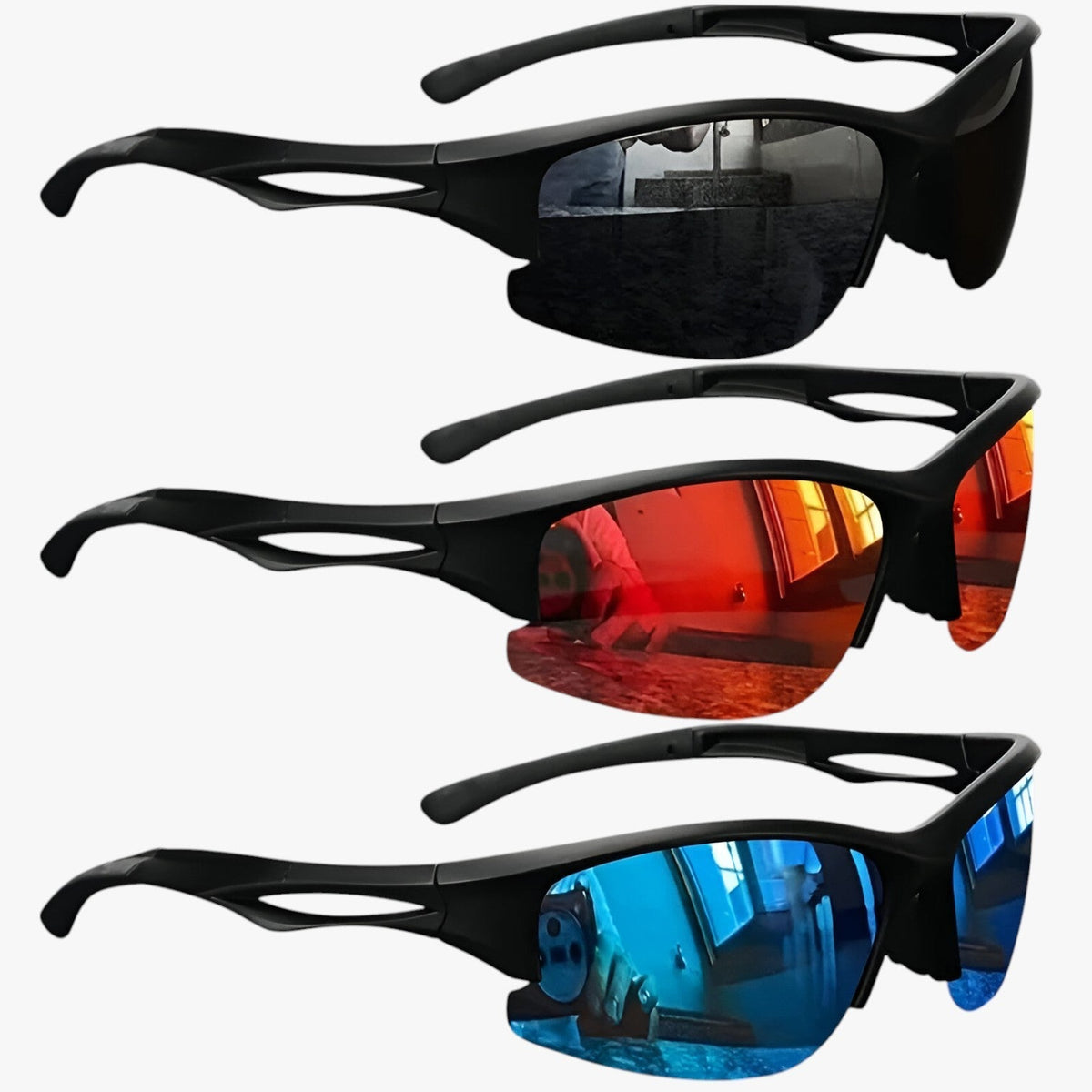 Polarised half-frame sport sunglasses with a unisex fit