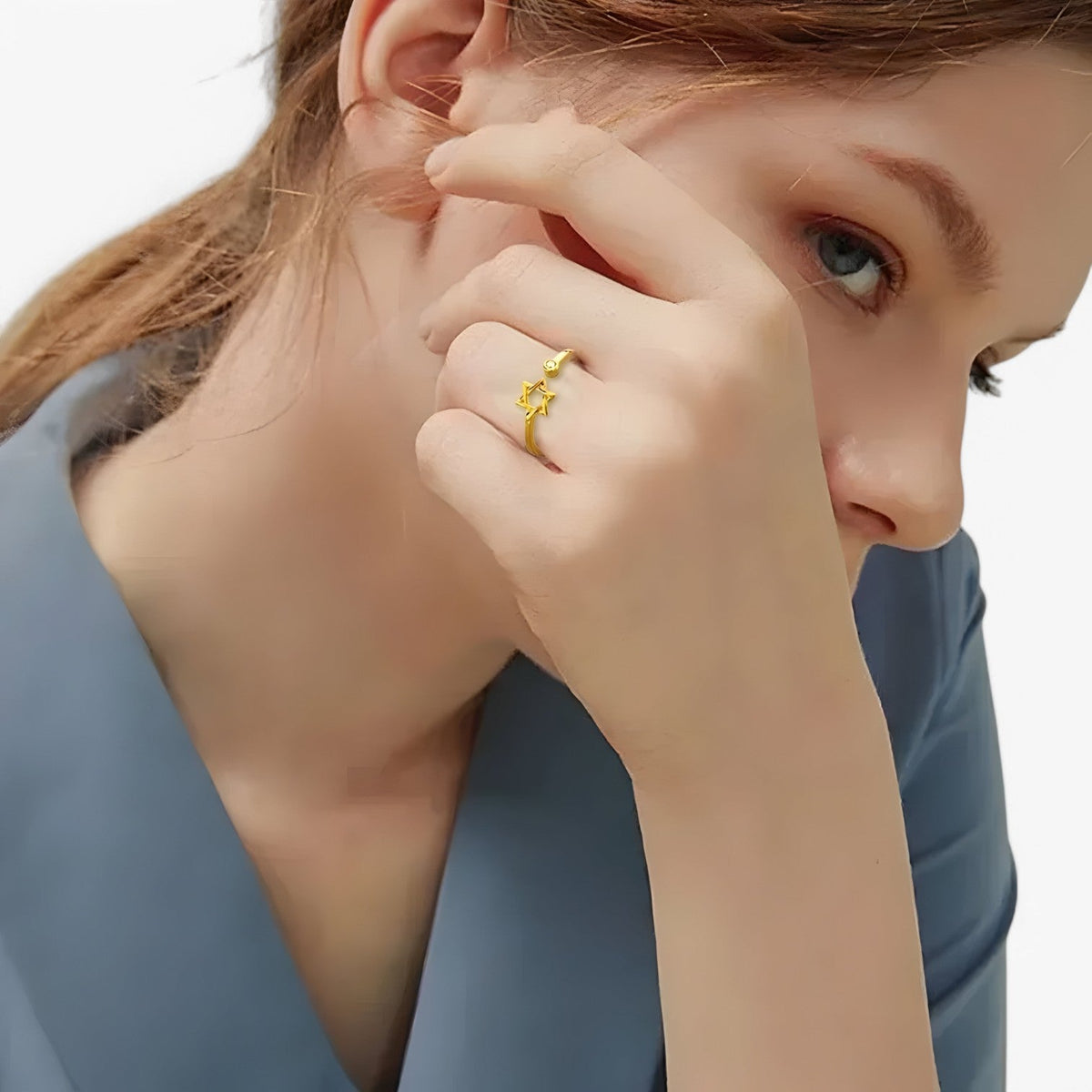 Adjustable Zircon Ring with Sparkling Hexagonal Stone