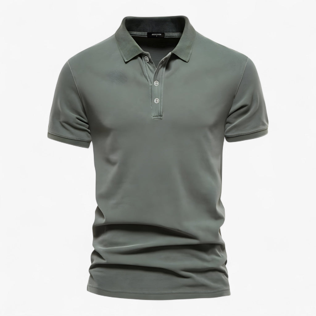 Polo de algodón de corte ajustado con cuello reforzado