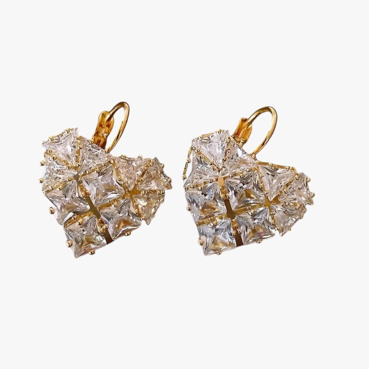 Heart-Shaped Zirconia Earrings in Gold or Silver Tone