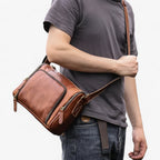 Vintage Structured Shoulder Bag with Multiple Compartments