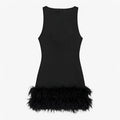 Feather-Trimmed Mini Dress for Evening Occasions