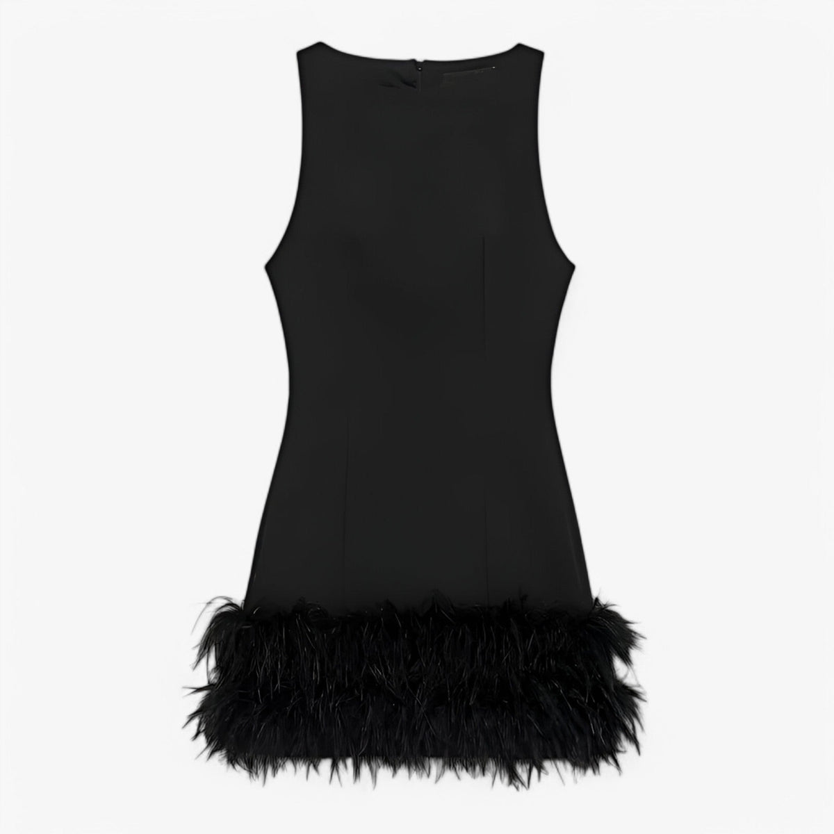 Feather-Trimmed Mini Dress for Evening Occasions
