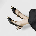 Kitten Heels with Pearl Strap and Floral Detail