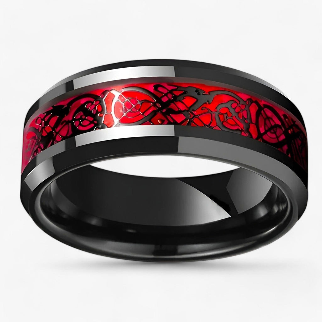 Celtic-Pattern Ring Set with Heart-Shaped Stone