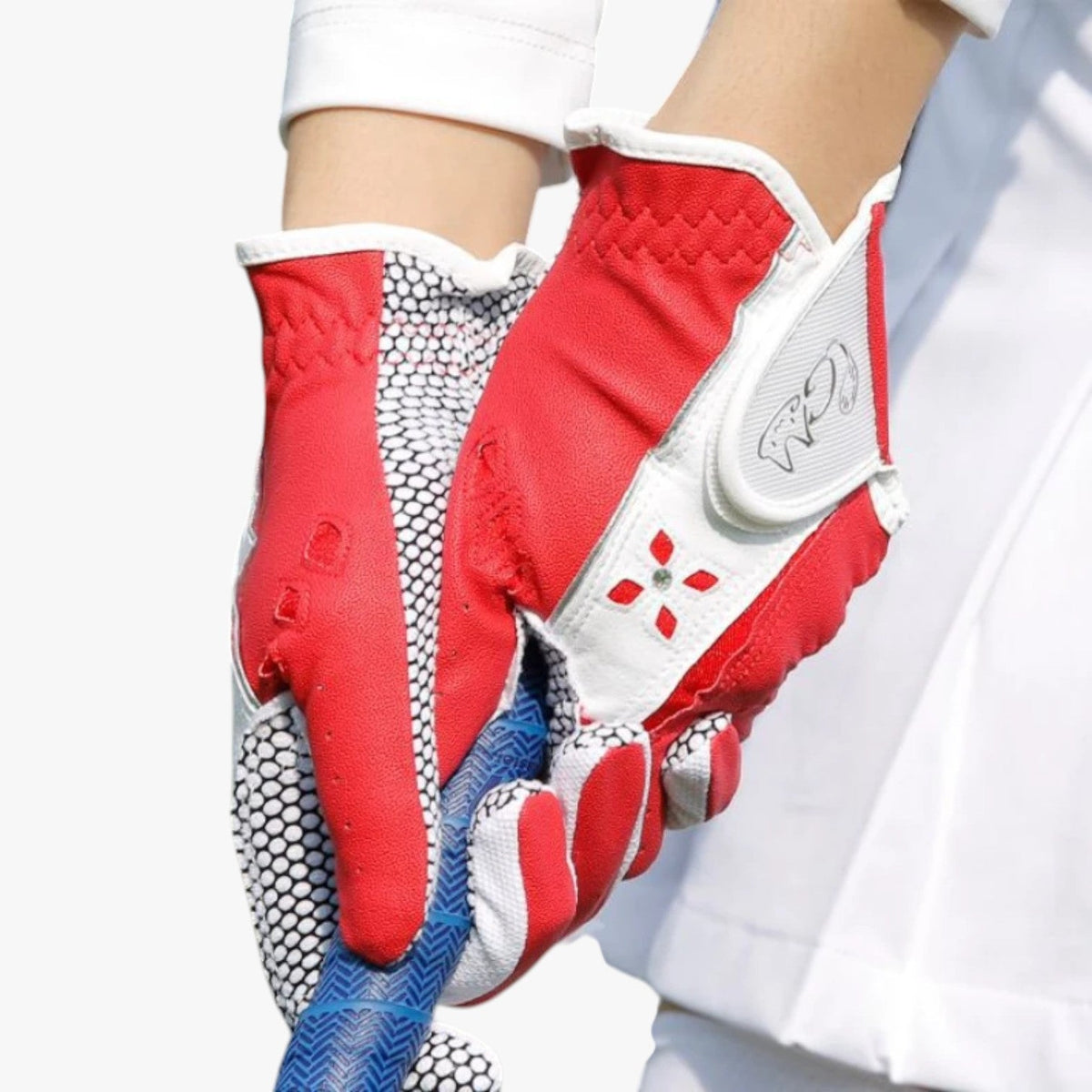 Guantes de golf antideslizantes de piel sintética PU con paneles de malla transpirable