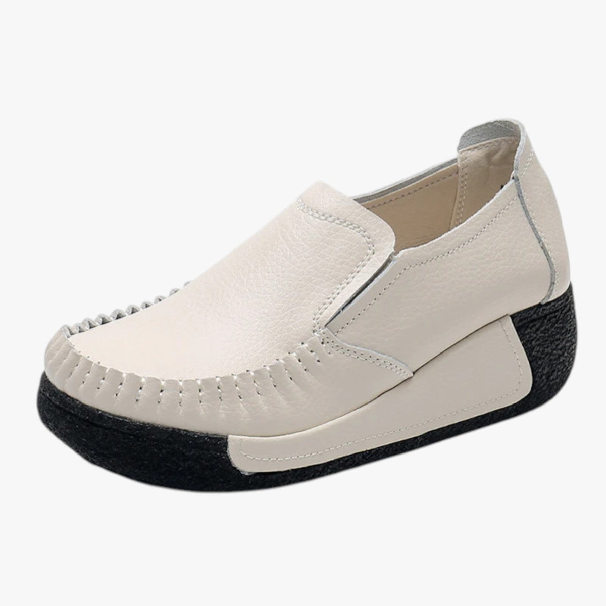 Faux Leather Moccasin Loafers with Platform Sole