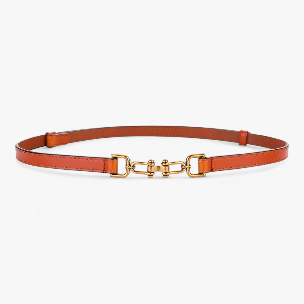Adjustable Faux Leather Belt with Polished Buckle