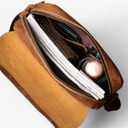 Crazy Horse-Effect Shoulder Bag with Flap Closure