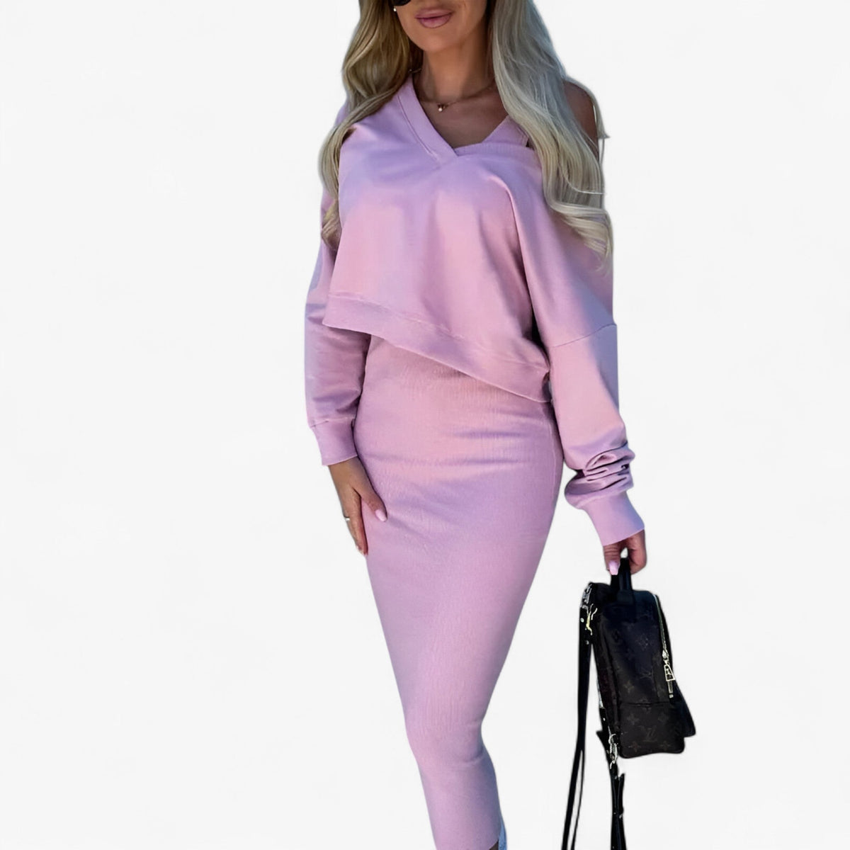 Fitted Two-Piece Set with Short Layered Top
