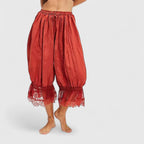 Patchwork Lace Pattern Trousers with Relaxed Fit