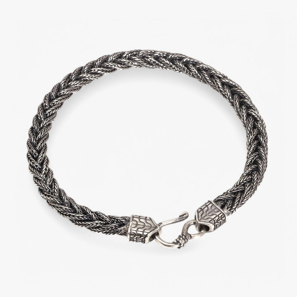 Handwoven Silver-Tone Bracelet for Men