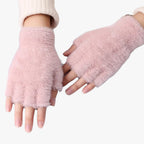 Half-Finger Faux Fur Gloves with Touchscreen Tips