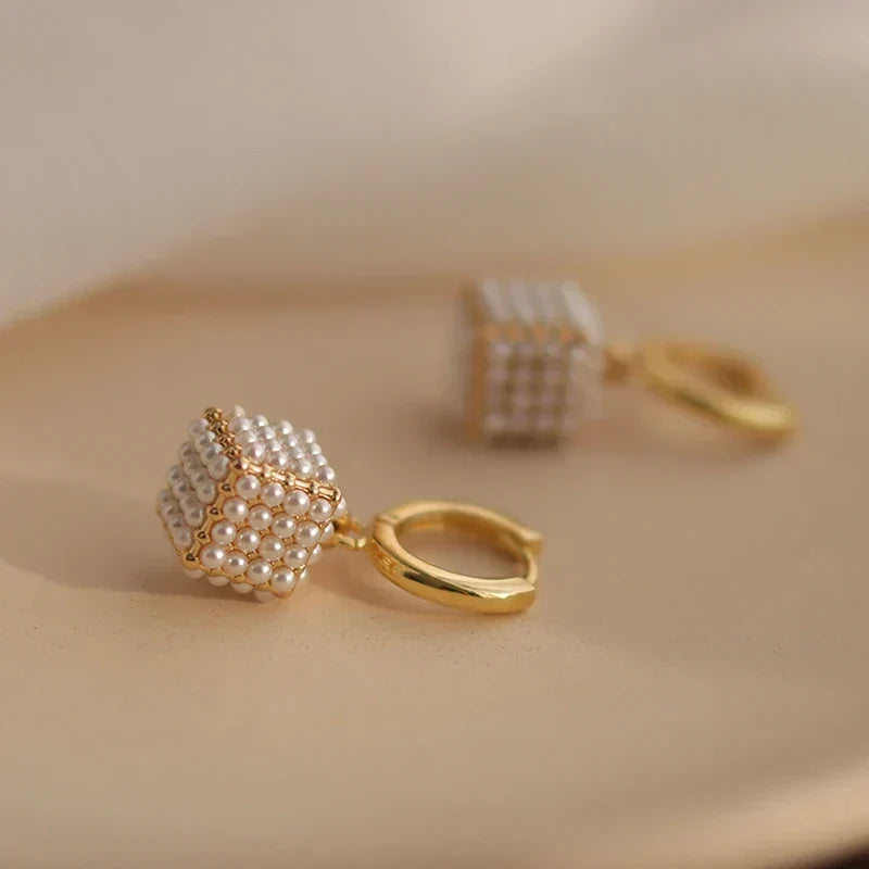 Faux Pearl Cluster Statement Earrings for Special Occasions