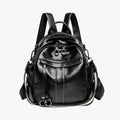 Mochila retro de piel sintética encerada con múltiples bolsillos