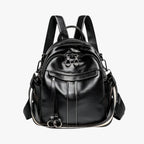 Mochila retro de piel sintética encerada con múltiples bolsillos