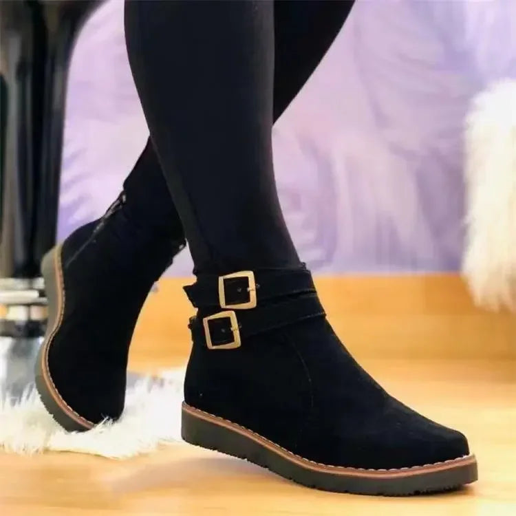 Flat Ankle Boots with Zip Fastening