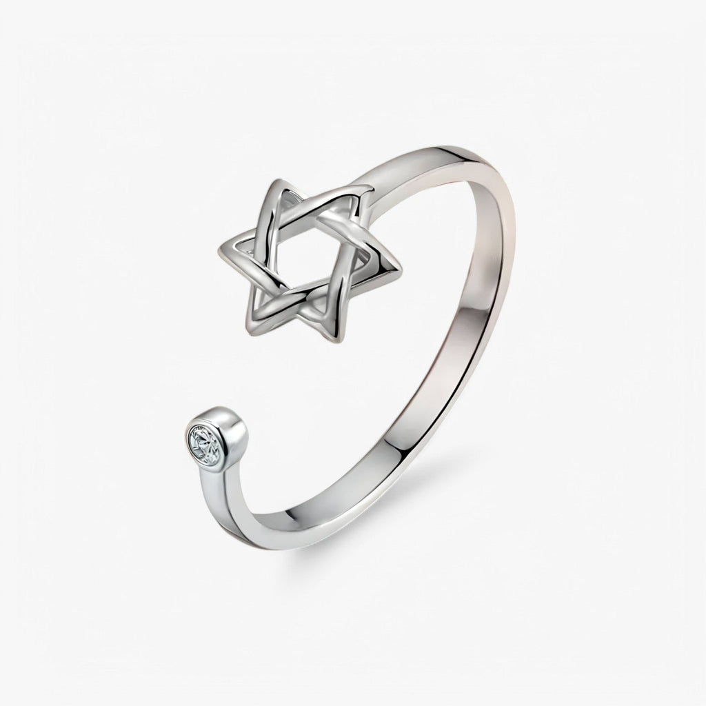 Justerbar zirkoniaring med glittrande hexagonal sten
