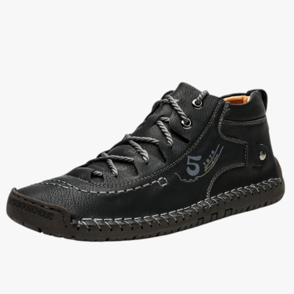 Hand-Stitched Faux Leather Loafers with Flexible Sole