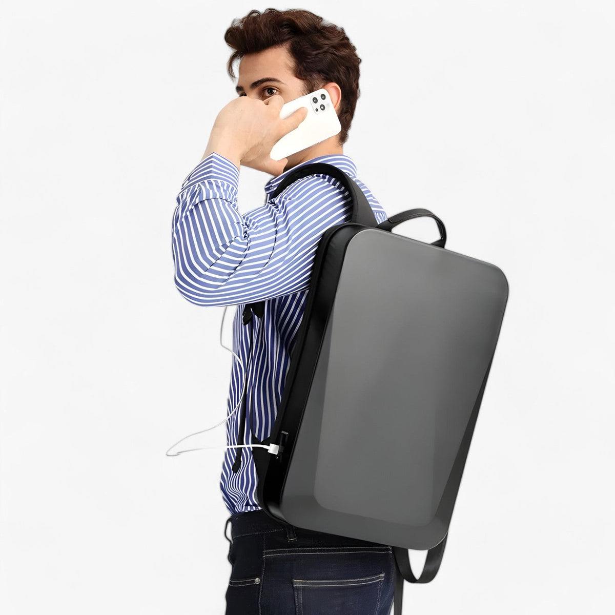 Water-Resistant Anti-Theft Backpack with Geometric Print