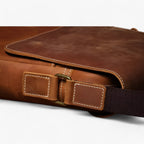 Crazy Horse-Effect Shoulder Bag with Flap Closure