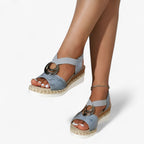 Vintage-Style Espadrille Wedge Sandals with Ankle Strap