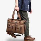 Vintage Canvas Shoulder Bag with Laptop Storage