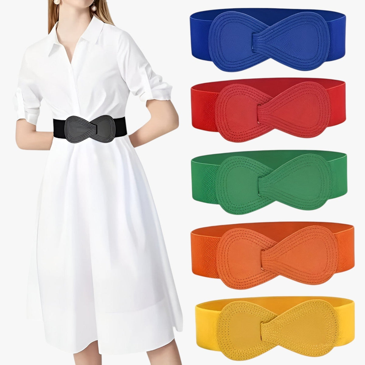 Waist-Defining Dress with Elastic Waistband for Work or Weekends