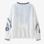Boho Embroidered Blouse with Loose Breathable Fit