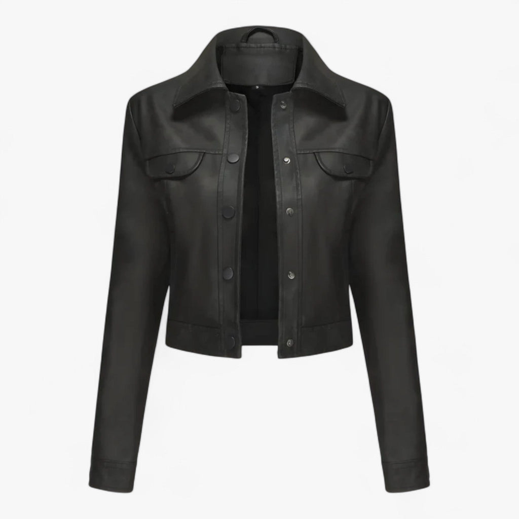 Chaqueta de piel sintética de corte ajustado con múltiples bolsillos prácticos