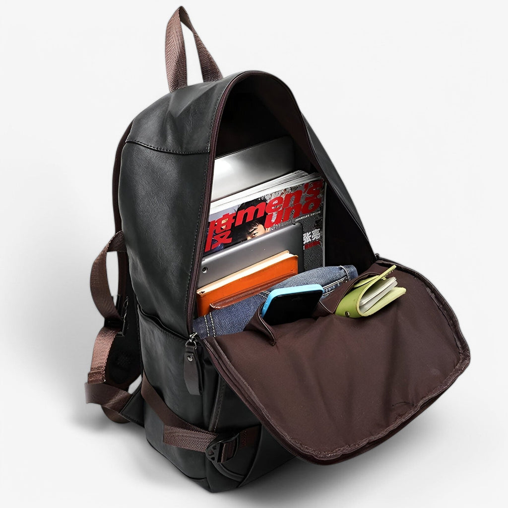 Premium Faux Leather Backpack with a Laptop Compartment