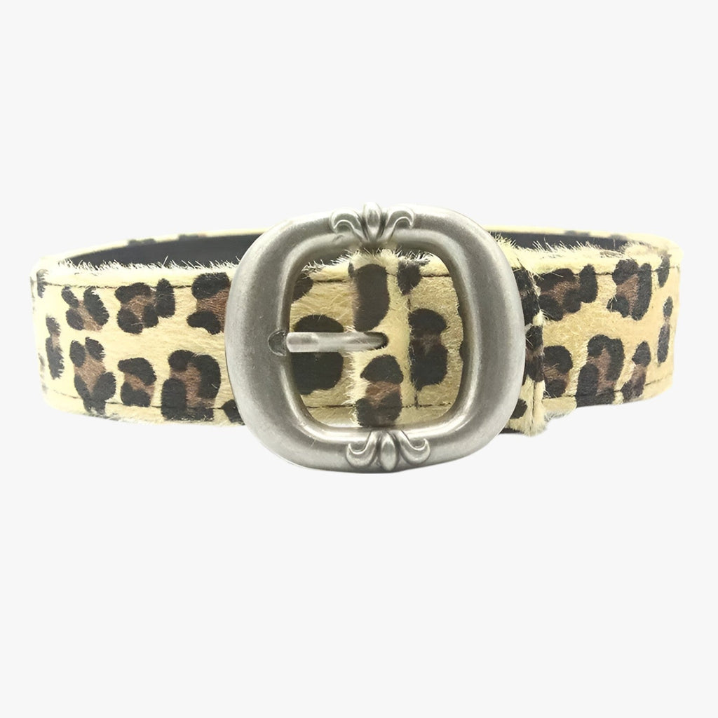 Leopard Print Belt with Punk-Style Buckle for Evening Looks