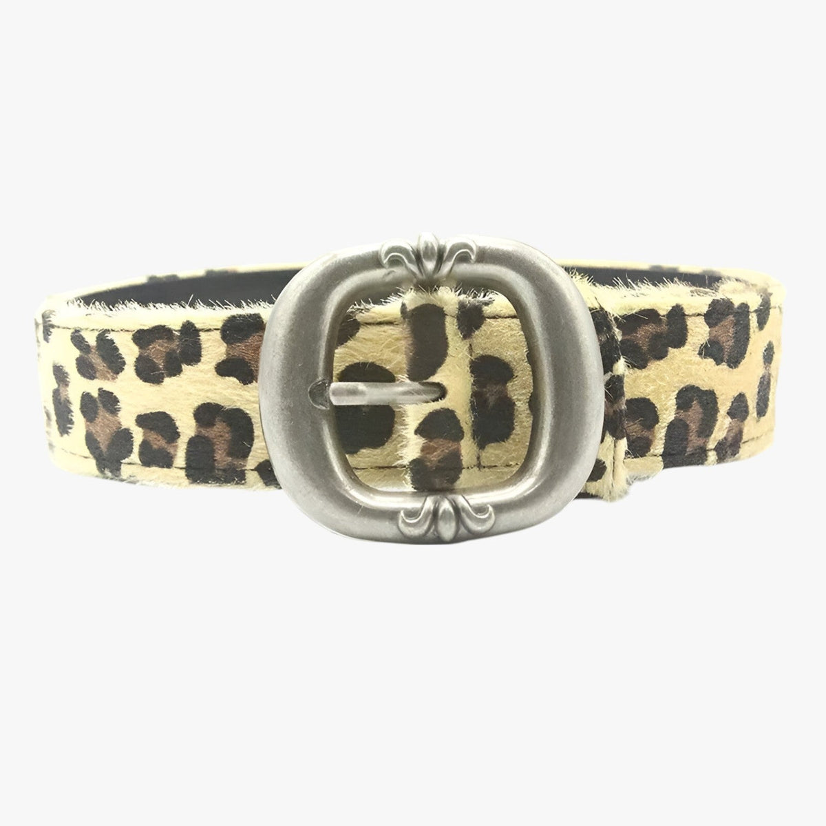 Leopard Print Belt with Punk-Style Buckle for Evening Looks