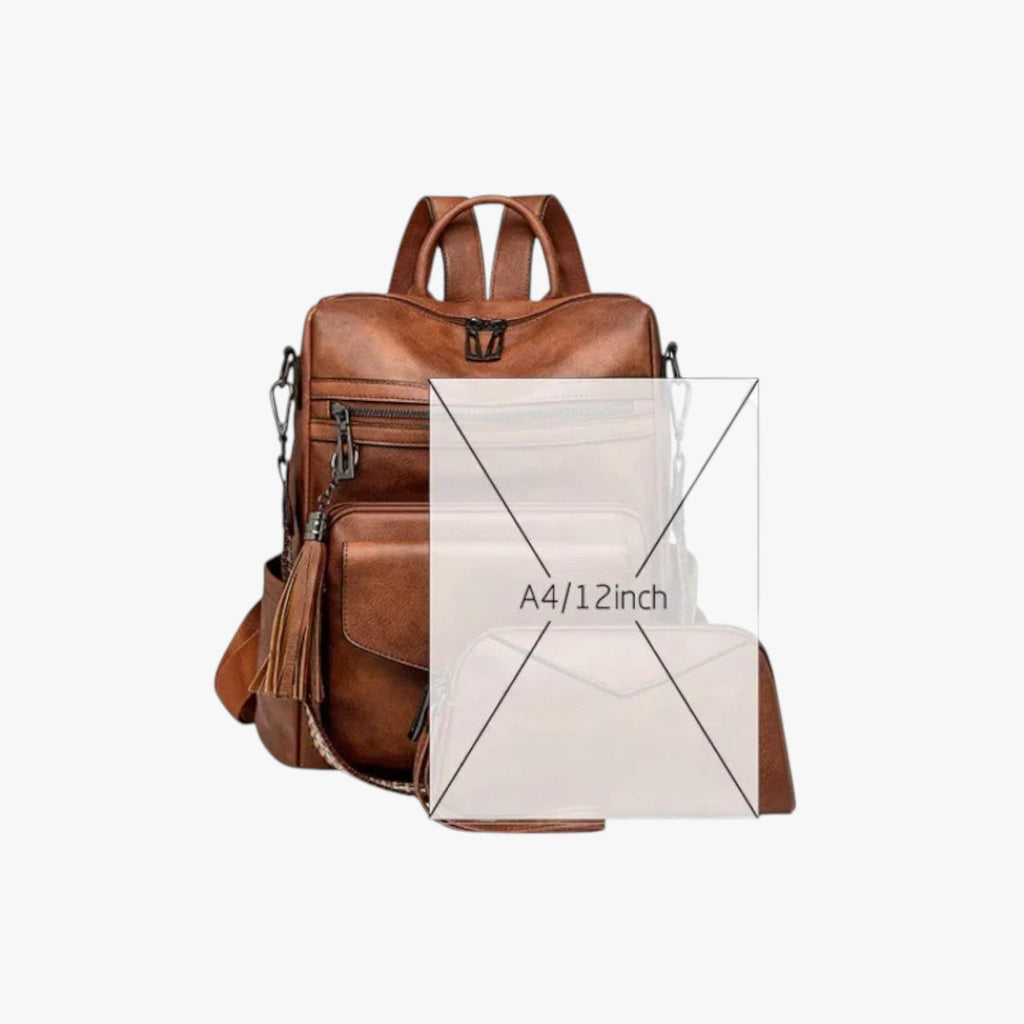 Faux Leather Backpack with Padded, Adjustable Shoulder Straps