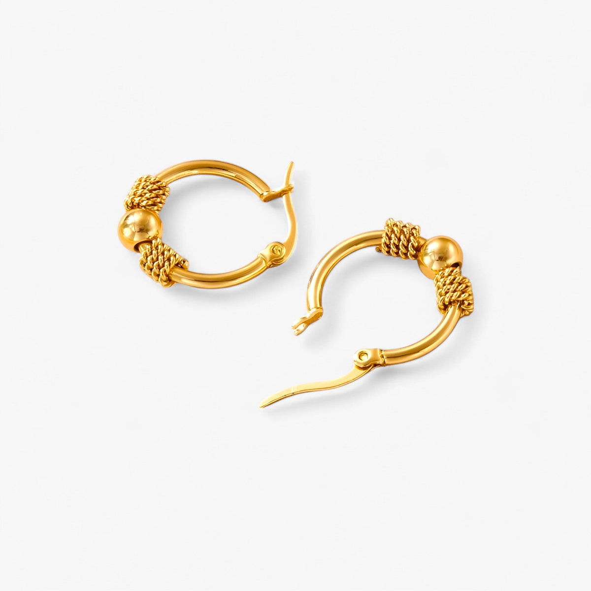 Woven Gold-Tone Earrings with Classic Pattern