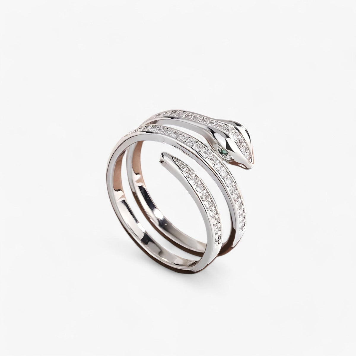 Adjustable Snake-Shaped Ring with Sparkling Zirconia Accents