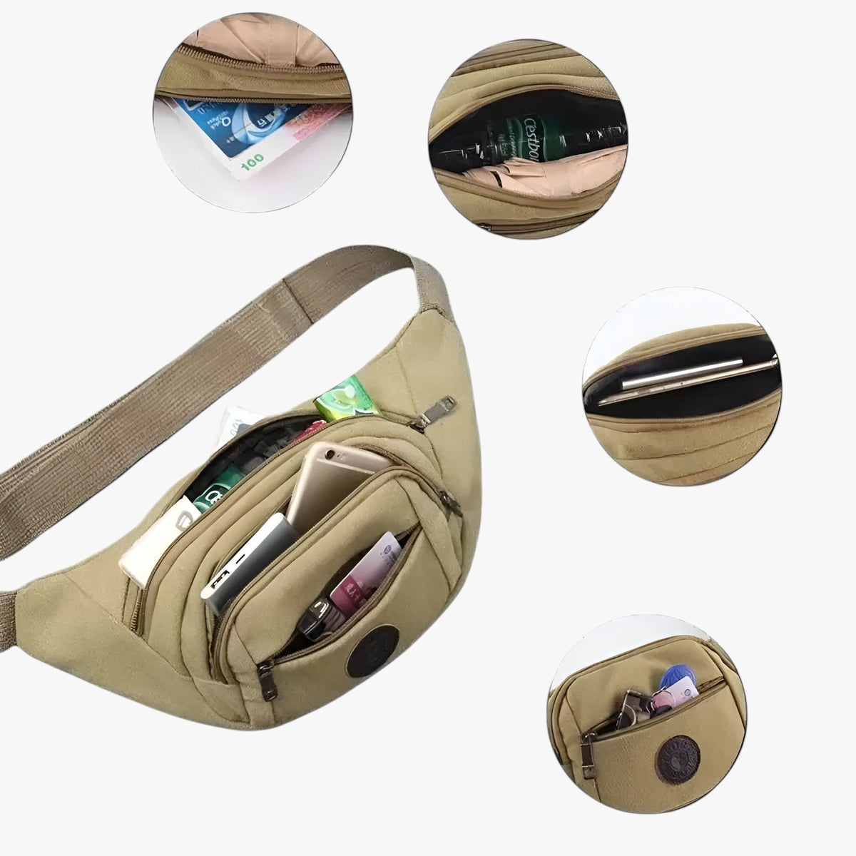 Lightweight Water-Resistant Belt Bag for Outdoor Use
