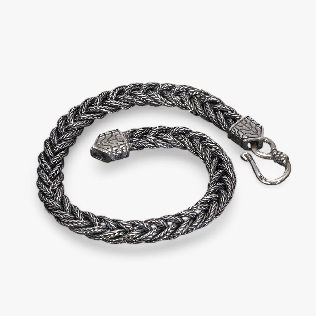 Handwoven Silver-Tone Bracelet for Men