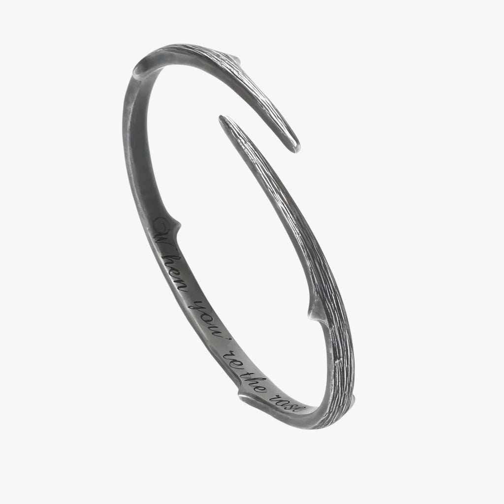 Rigid Silver-Tone Bracelet in Vintage Punk Style