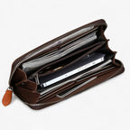 Long Faux Leather Wallet with Large Zip Pocket