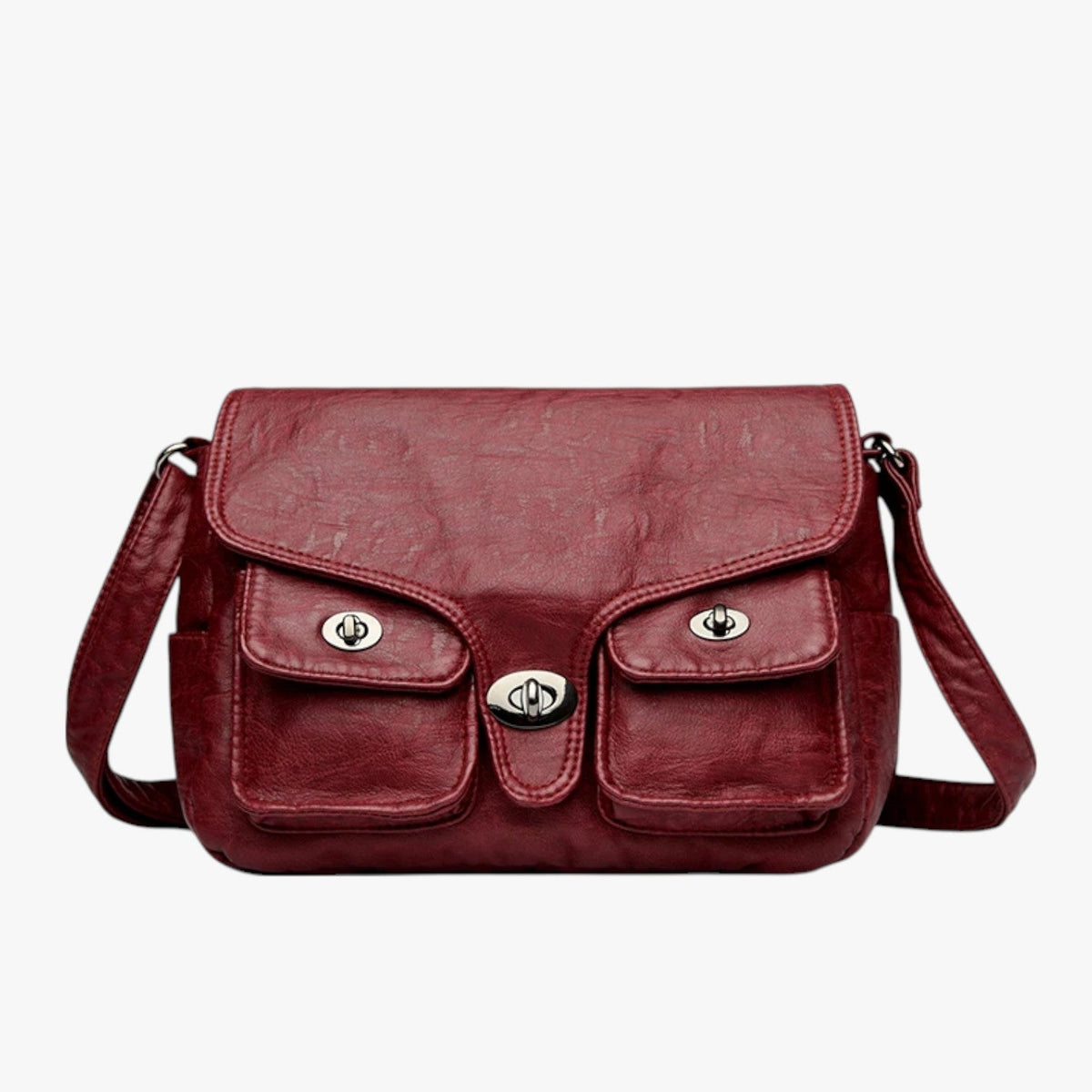 Retro-Style PU Leather Shoulder Bag with Adjustable Strap