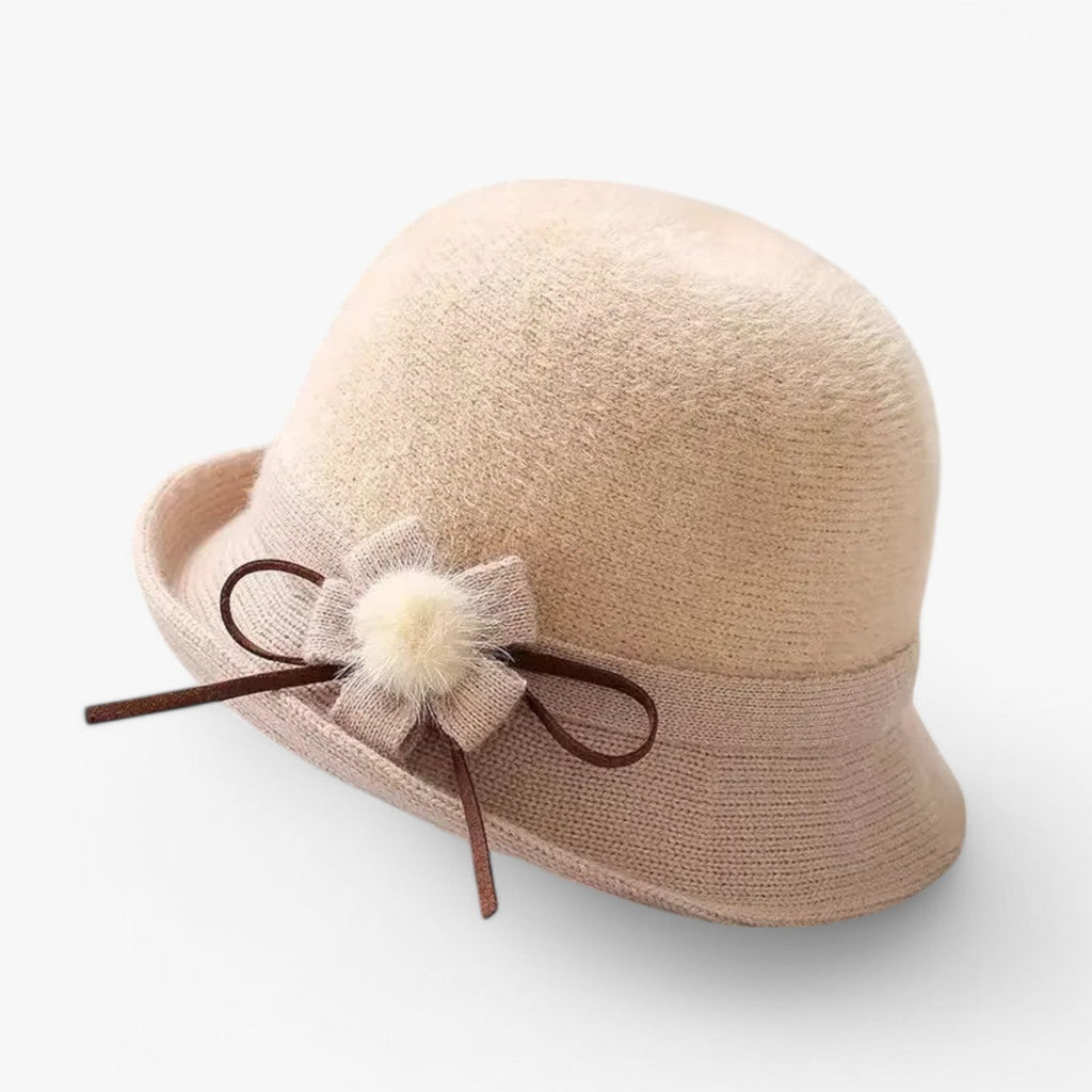 Bucket hat i ull med rosettdetalj i vintagestil