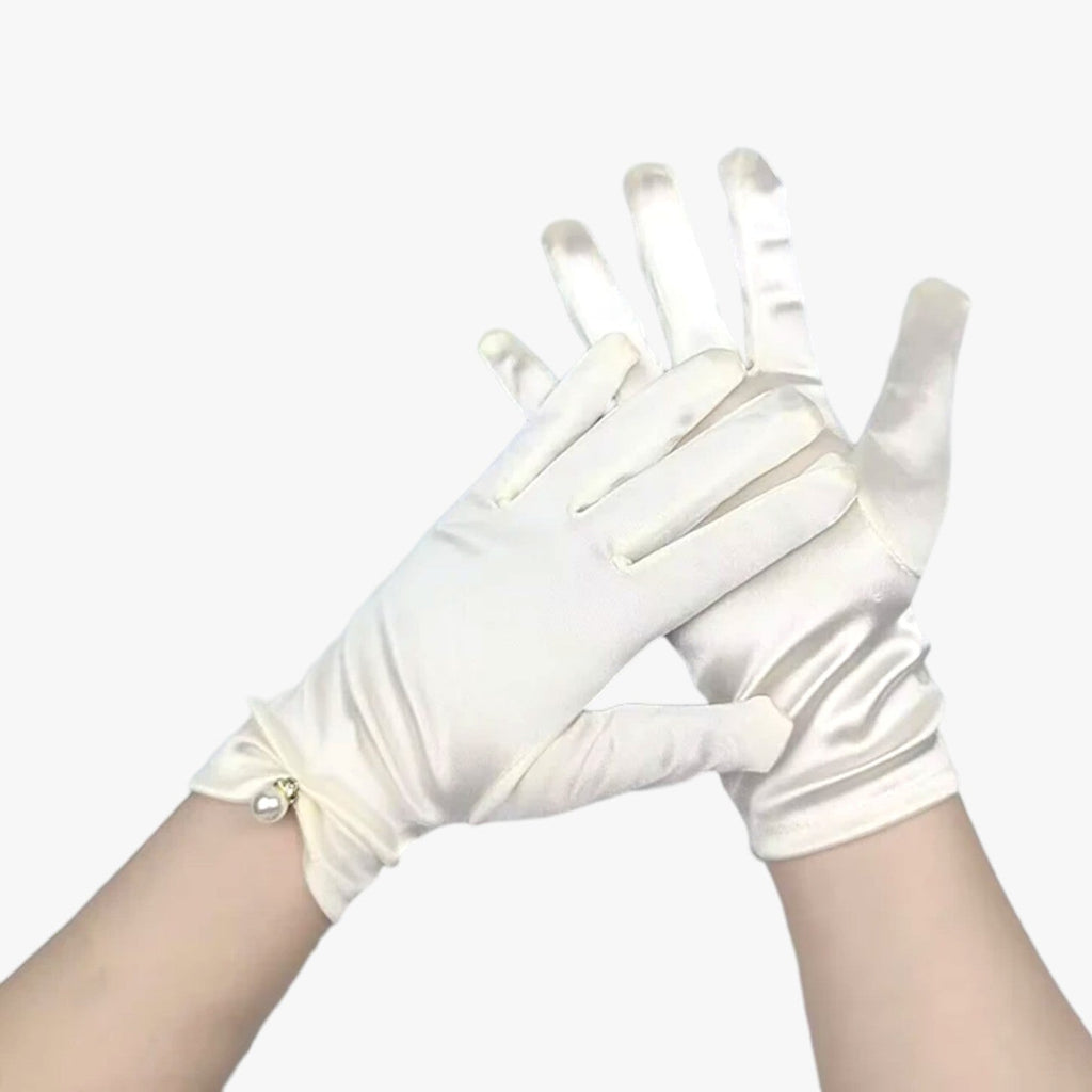 Satin Gloves with Pearl Detail for Ceremonies