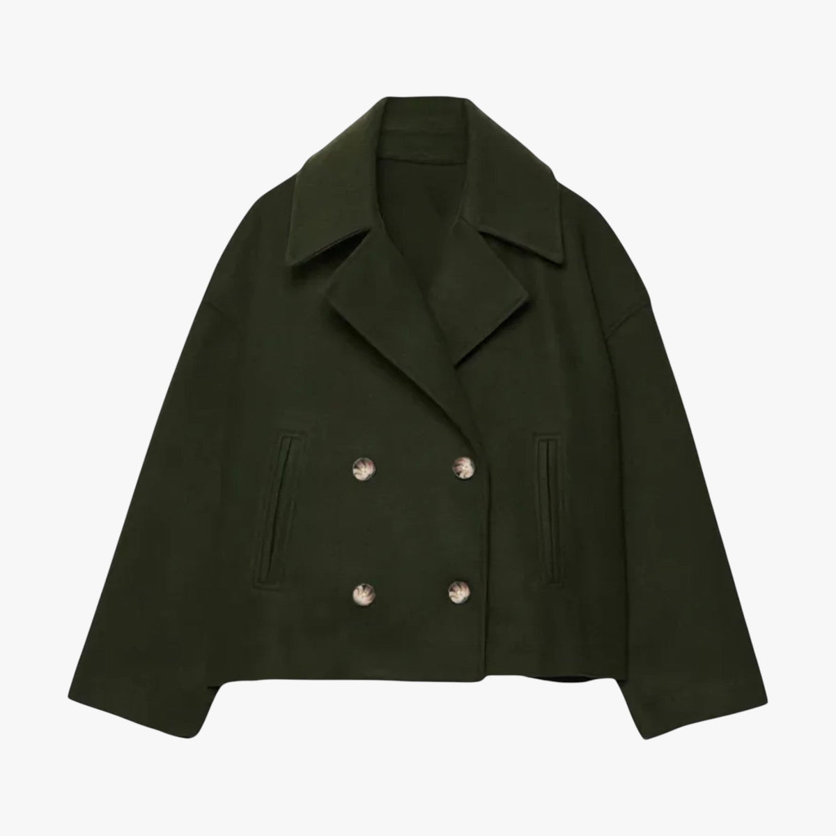 Cropped Wool Jacket with Waist-Defining Fit for Cold Days