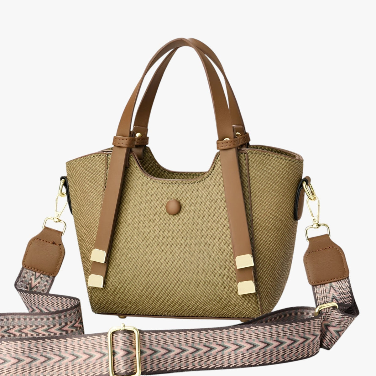 Eco-Leather Handbag with Reinforced Stitching and Compartments
