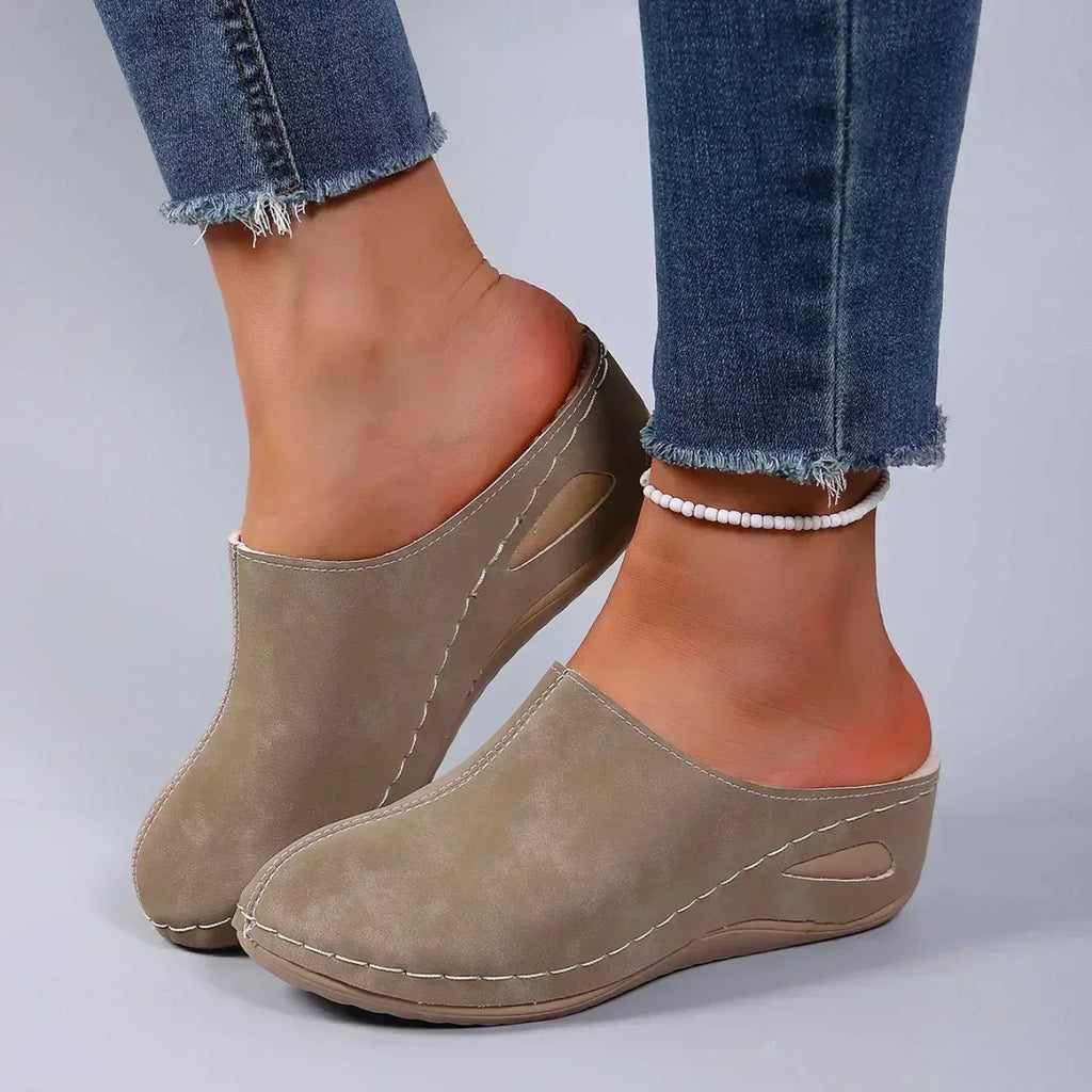 Lined Slip-On Sandals with Slip-Resistant Sole