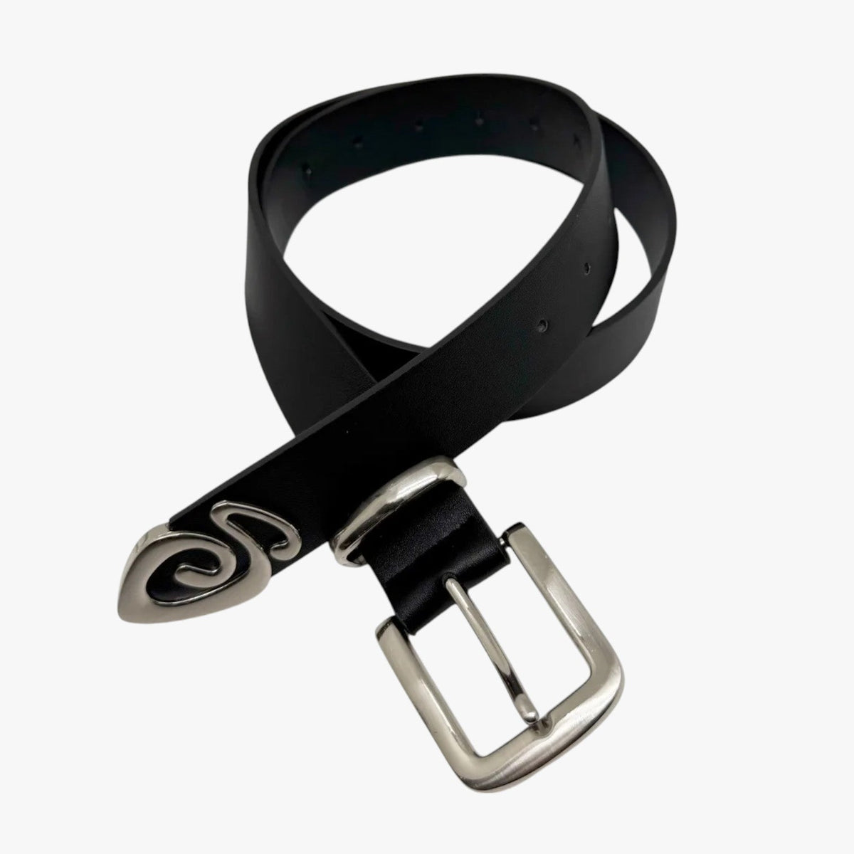 Adjustable PU Leather Belt with Polished Alloy Buckle