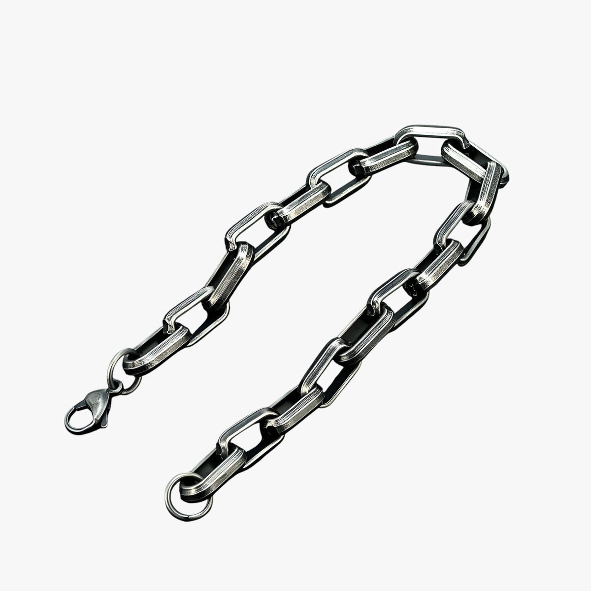 Men's Stainless Steel Chain Link Bracelet in Black and Gold